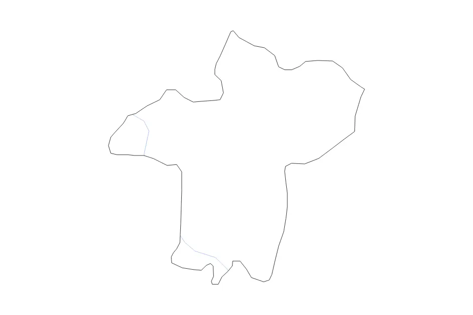 Outline map of Skopje Statistical Region, North Macedonia with subdivision borders and rivers.