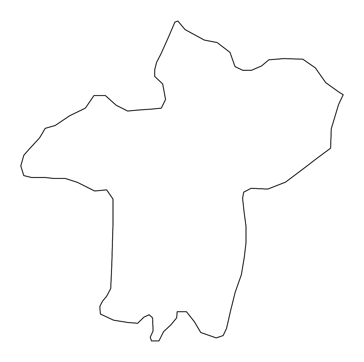 Outline map of Skopje Statistical Region, North Macedonia with rivers.