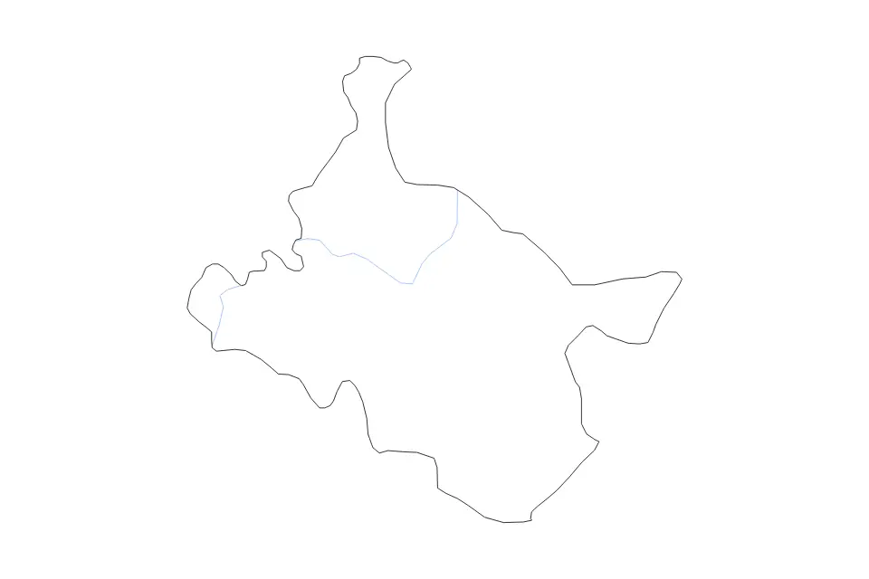 Carte de Štip, North Macedonia de type contour et rivières pour Europe, montrant contour et rivières avec des limites nettes.