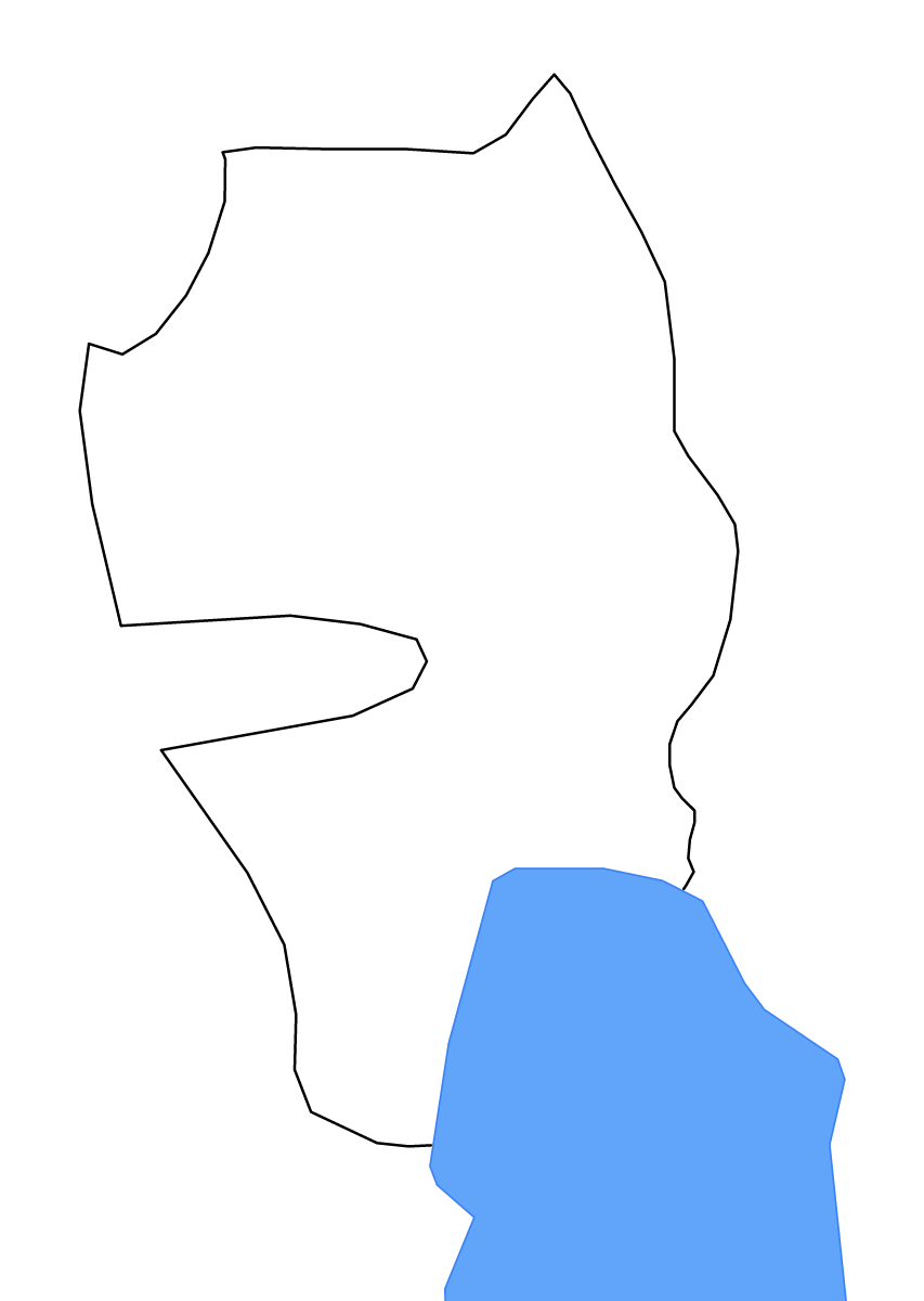 Outline map of Struga Statistical Region, North Macedonia with lakes and rivers.