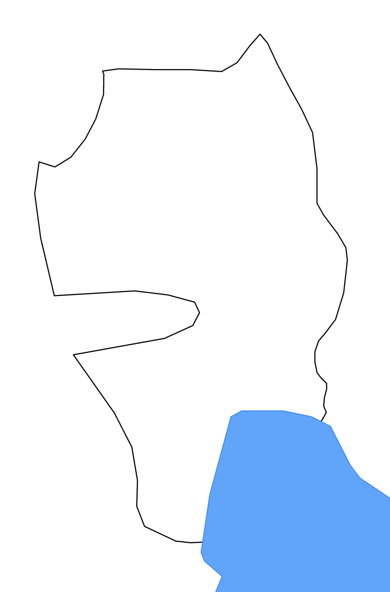 Mapa de contorno de Struga, North Macedonia con lagos y ríos.