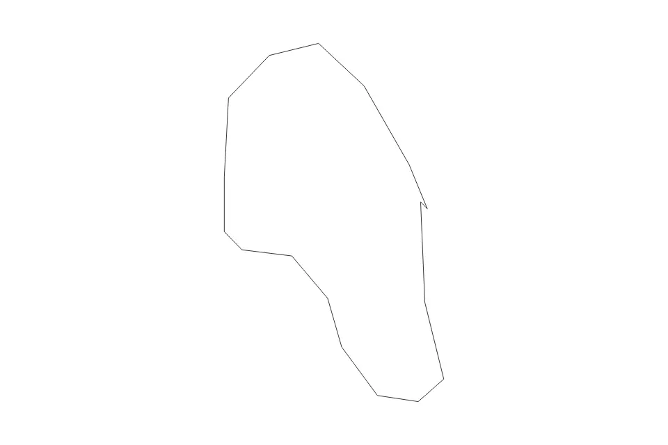 Outline map of Šuto Orizari Municipality, North Macedonia with subdivision borders.