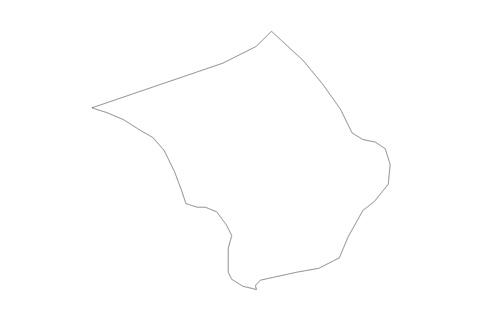 Outline map of Tearce Municipality, North Macedonia with subdivision borders.