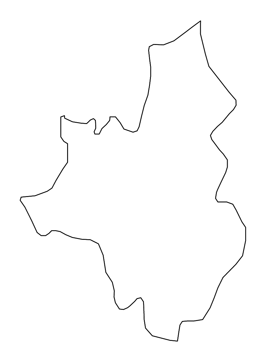 Outline map of Veles Statistical Region, North Macedonia with rivers.
