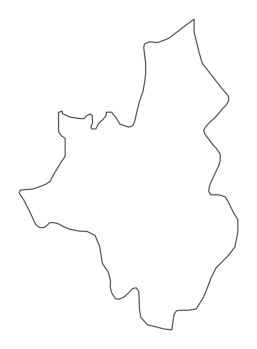 Mapa de contorno de Veles, North Macedonia con ríos.