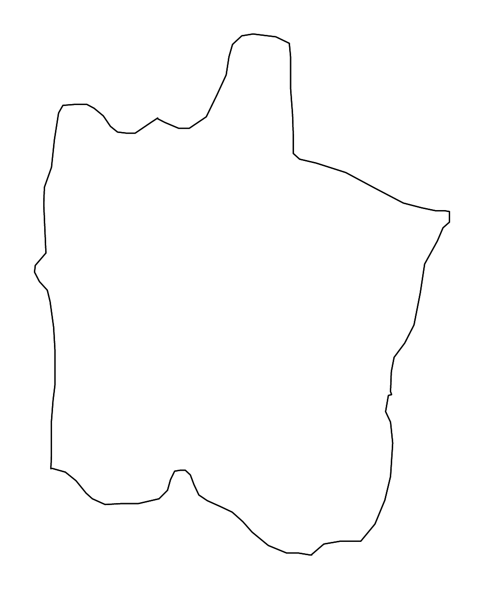 Outline map of Vinica Statistical Region, North Macedonia with rivers.