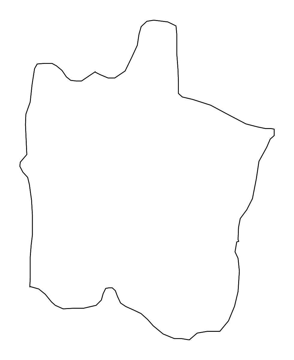 Mapa de contorno de Vinica, North Macedonia con ríos.