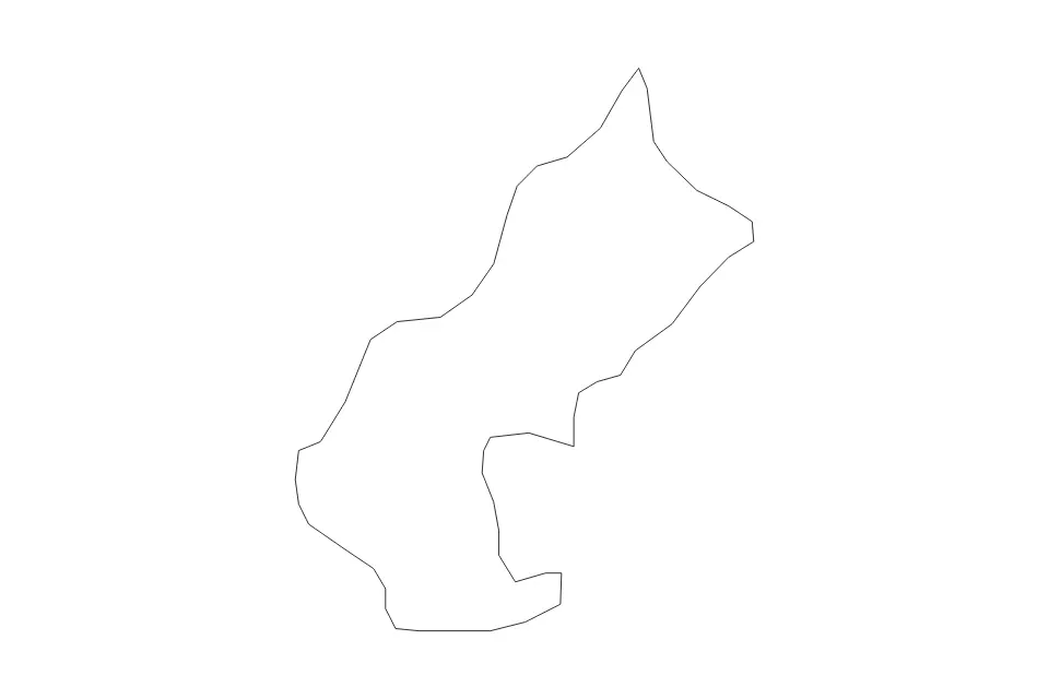 Outline map of Vraneštica Statistical Region, North Macedonia with subdivision borders.