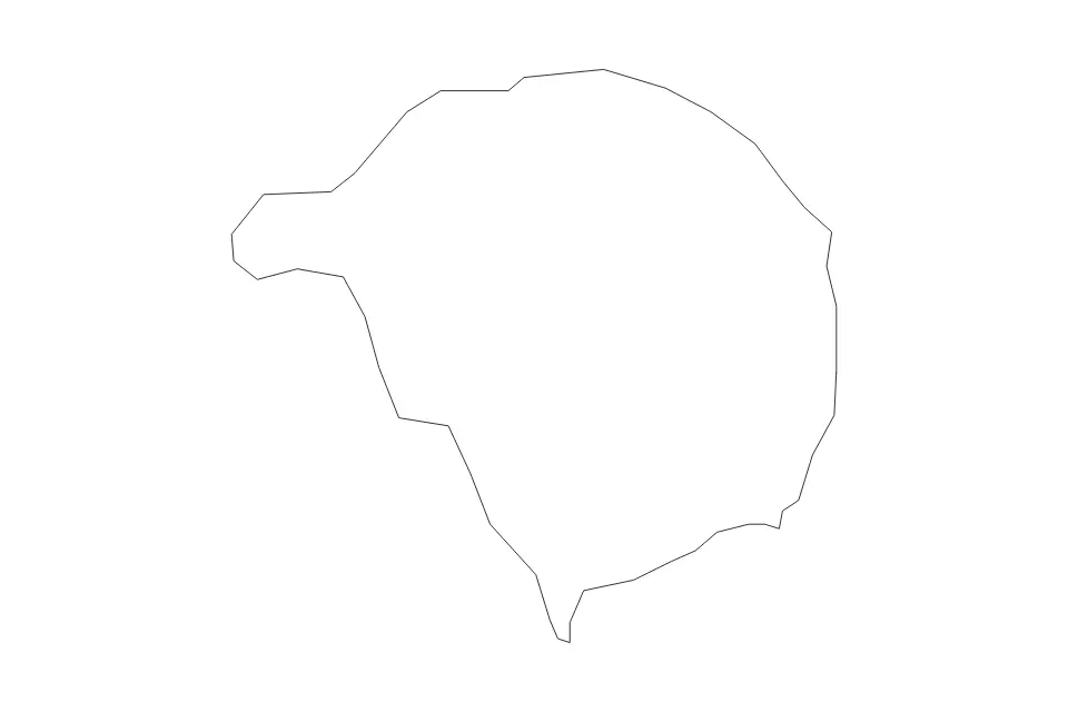 Outline map of Zajas Statistical Region, North Macedonia with subdivision borders.