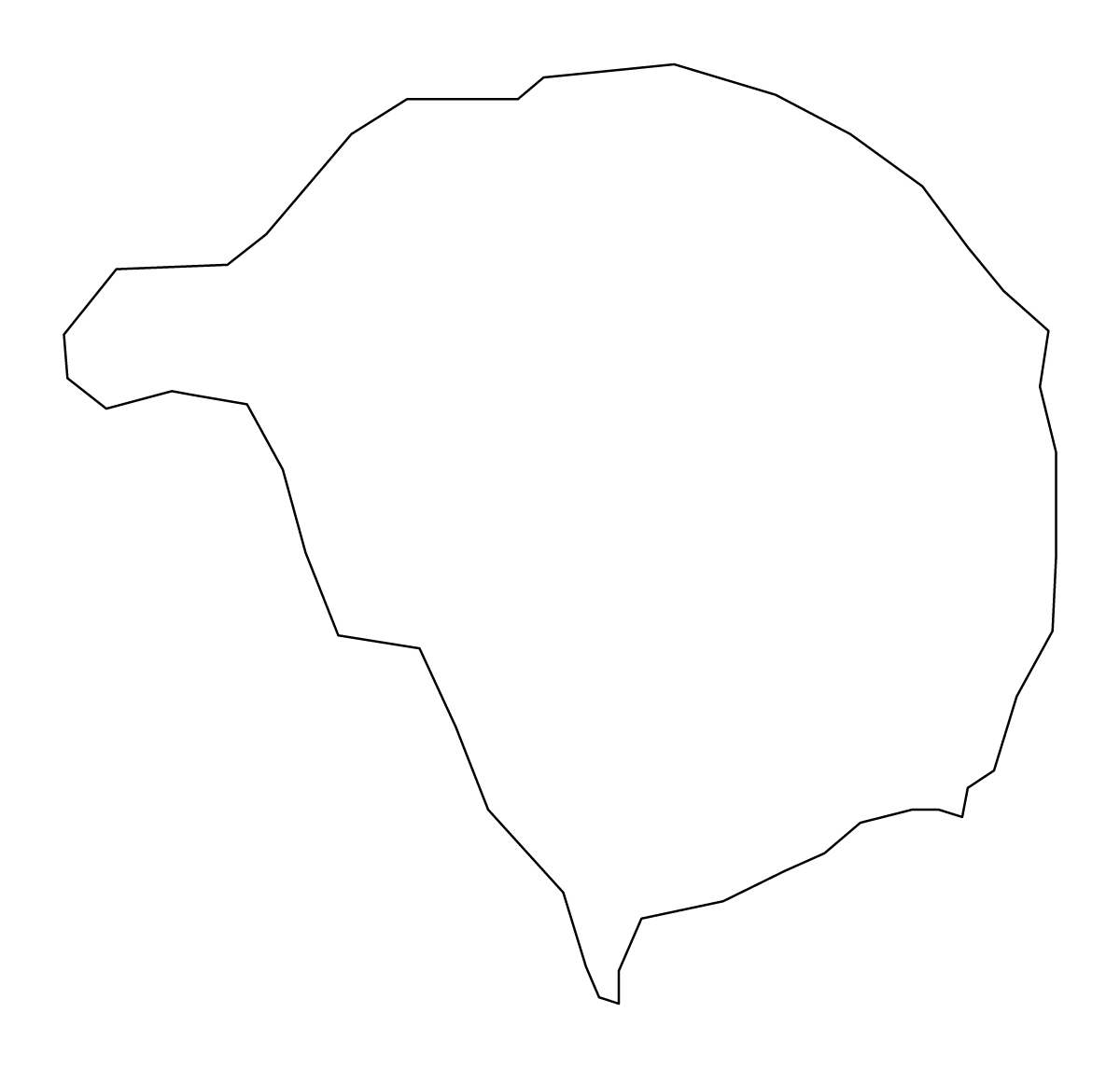 Outline map of Zajas Statistical Region, North Macedonia.