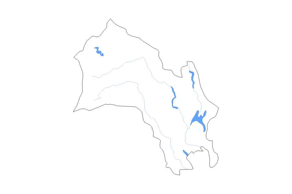 Mapa de Buskerud, Norway de tipo contorno, lagos y ríos para Europa, con contorno, lagos y ríos con elementos de agua como Sperillen, Stolsvatnet y Tyrifjorden.