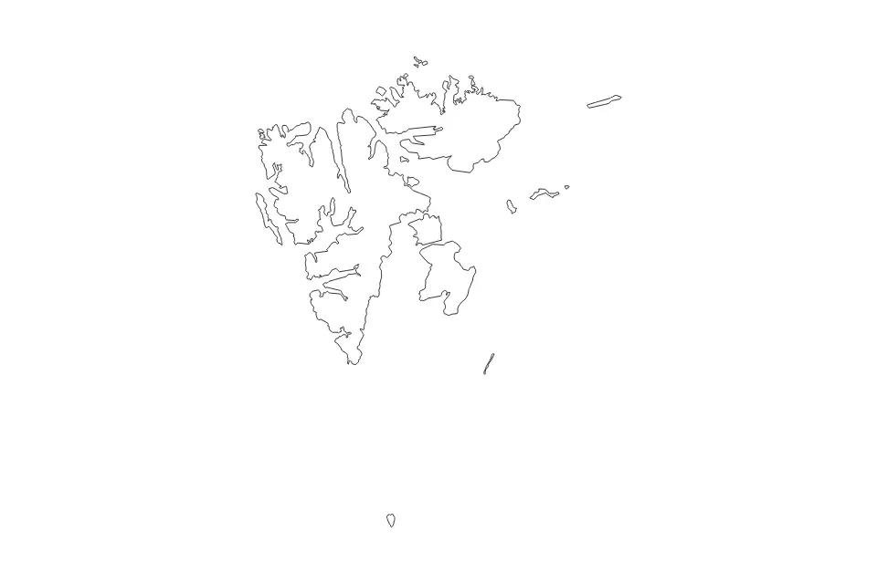 Carte de Svalbard, Norway de type contour pour Europe, montrant contour avec des limites nettes.
