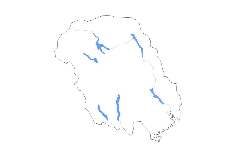 Mapa de Telemark, Norway de tipo contorno, lagos y ríos para Europa, con contorno, lagos y ríos con elementos de agua como Tinnsjå, Fyresvatn y Norsjø.