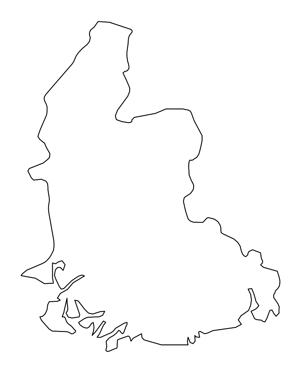 Outline map of Vest-Agder County, Norway with rivers.