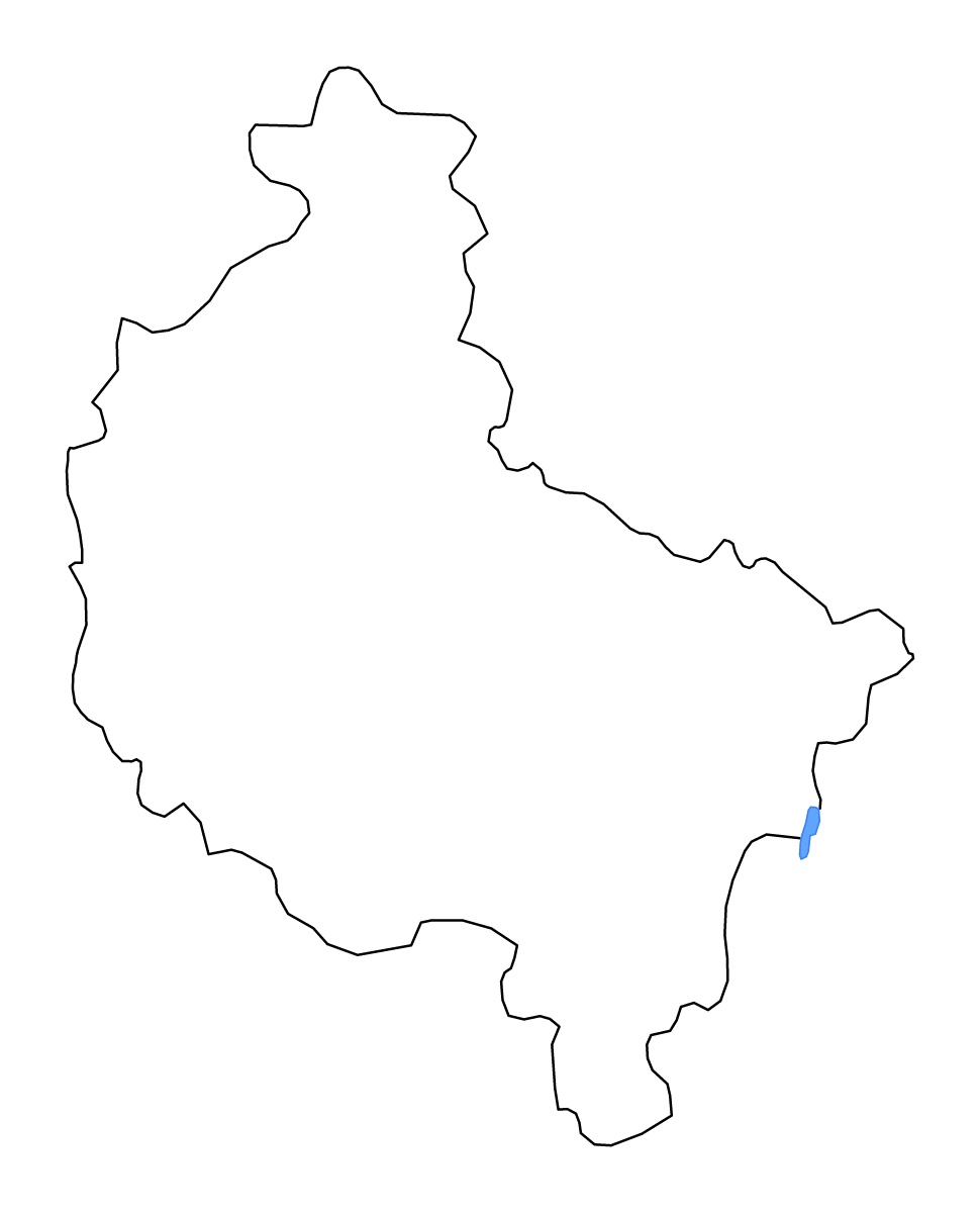 Outline map of Greater Poland Voivodeship, Poland with lakes and rivers.