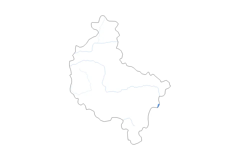 Outline map of Greater Poland Voivodeship, Poland with subdivision borders and major lakes and rivers.