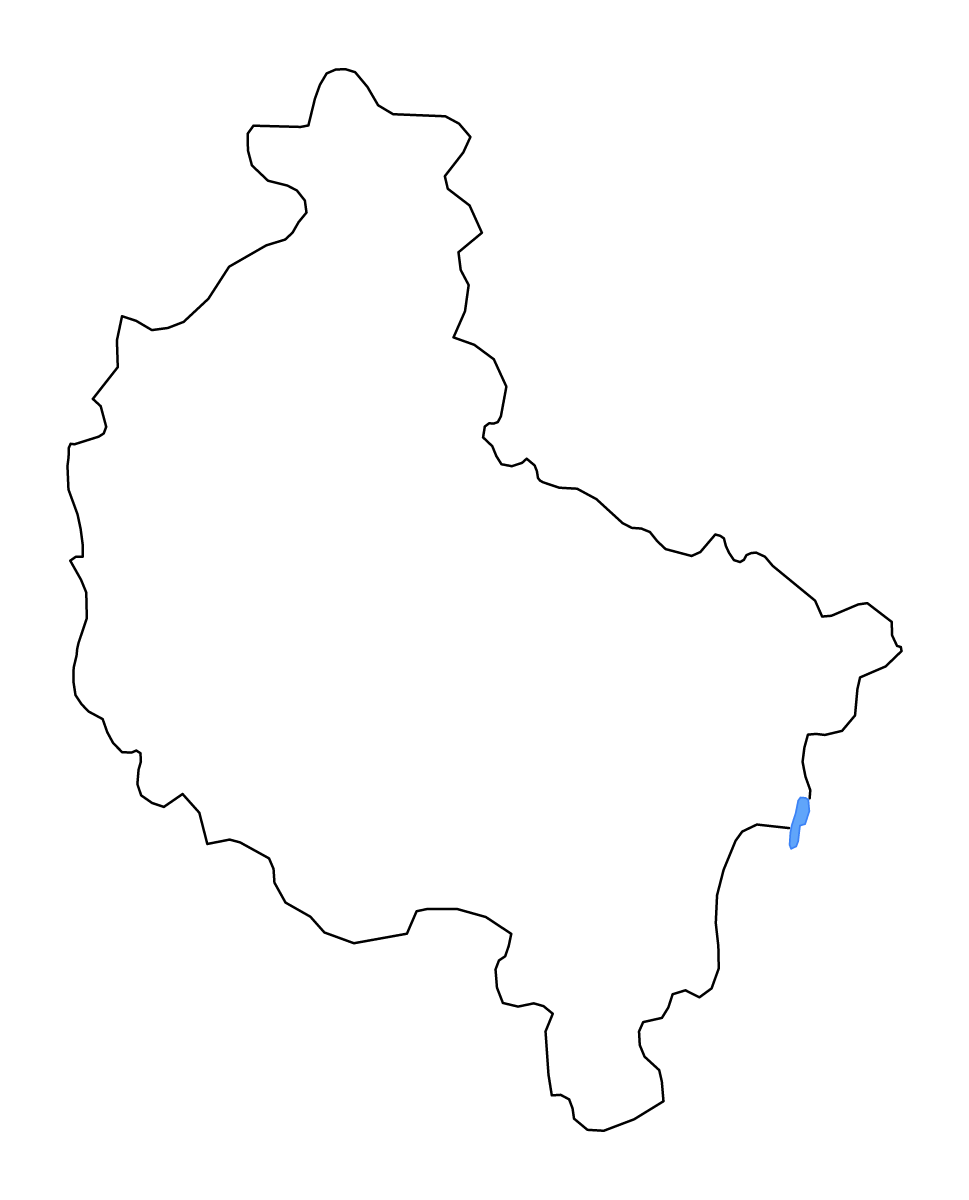 Outline map of Greater Poland Voivodeship, Poland with lakes and rivers.