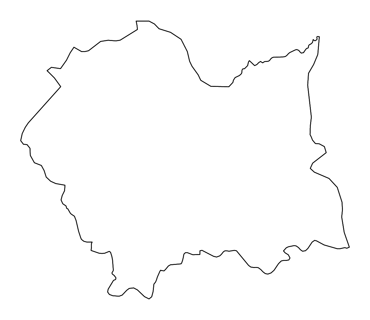 Carte de contour de Lesser Poland Voivodeship, Poland avec rivières.