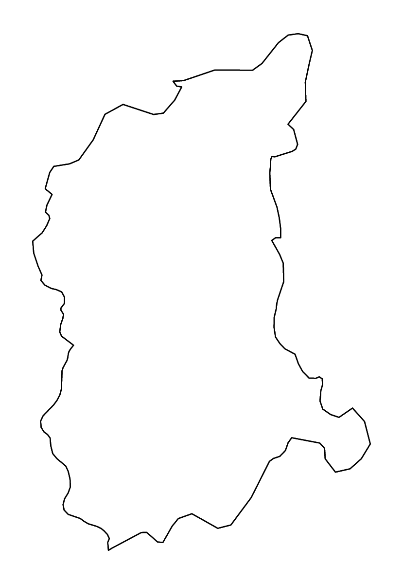 Outline map of Lubusz Voivodeship, Poland with rivers.