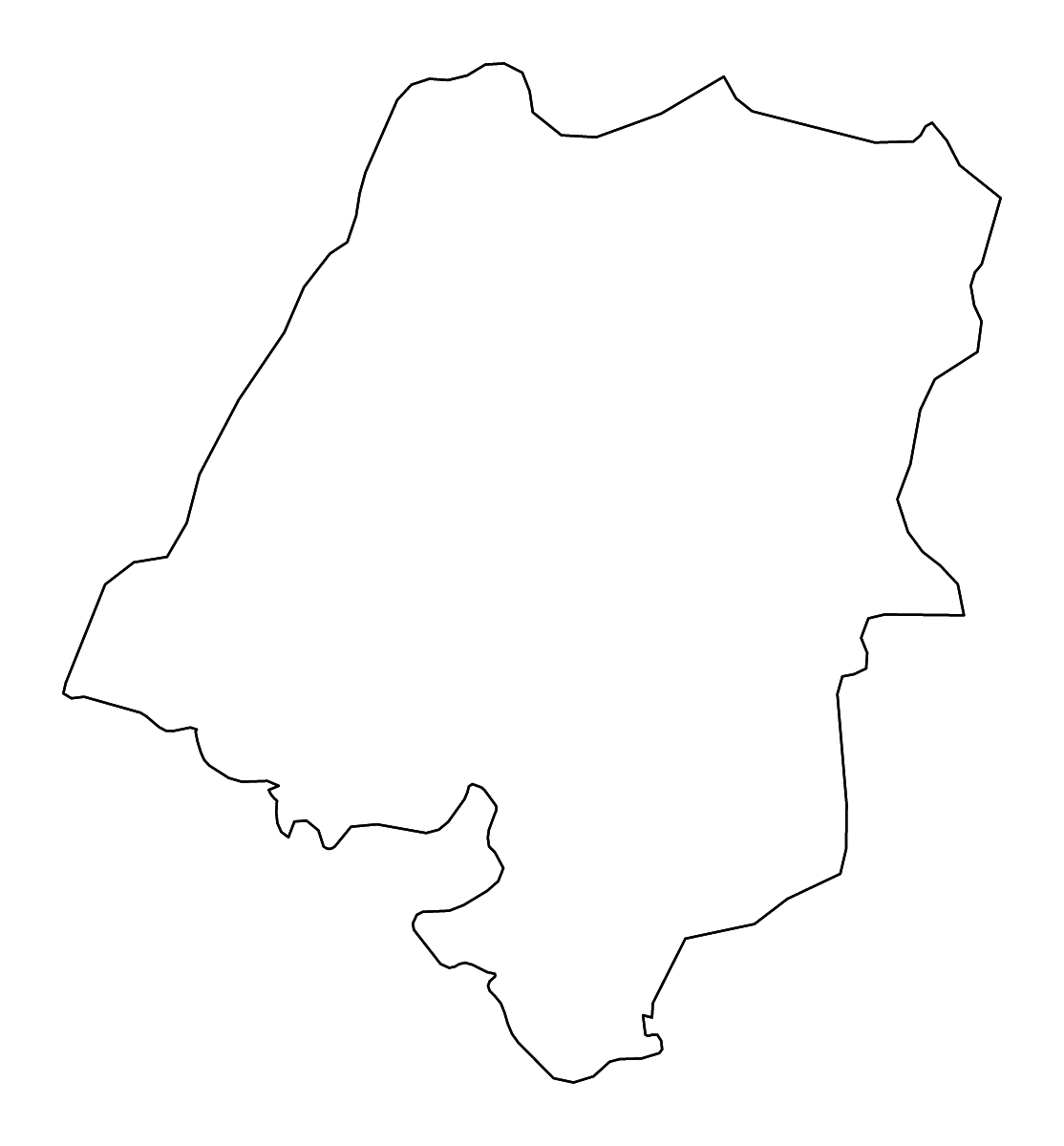 Mapa de contorno de Opole Voivodeship, Poland con ríos.