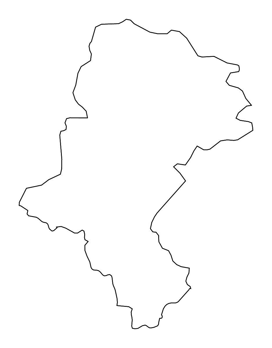 Mapa de contorno de Silesian Voivodeship, Poland con ríos.