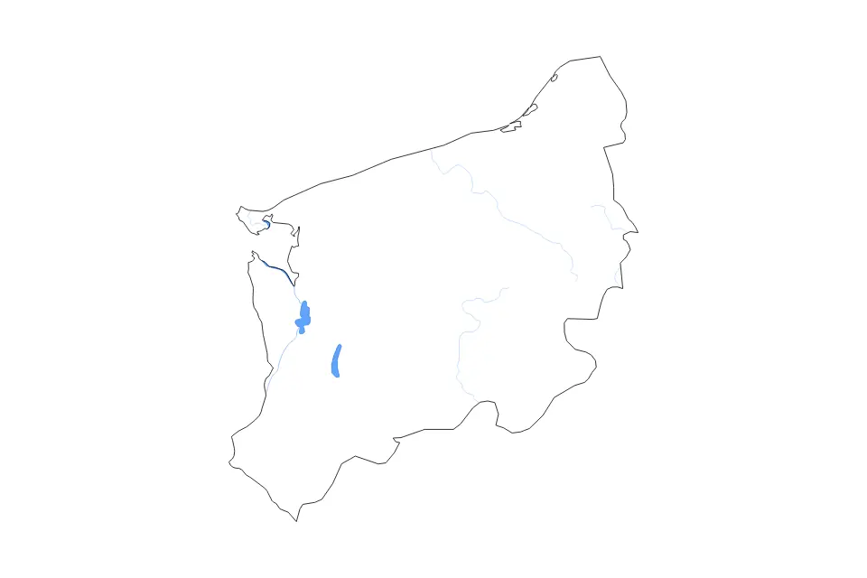 Mapa de West Pomeranian Voivodeship, Poland de tipo contorno, lagos y ríos para Europa, con contorno, lagos y ríos con elementos de agua como Jezioro Dąbie, Miedwie y Oderhaff and Zalew Szczeciński.