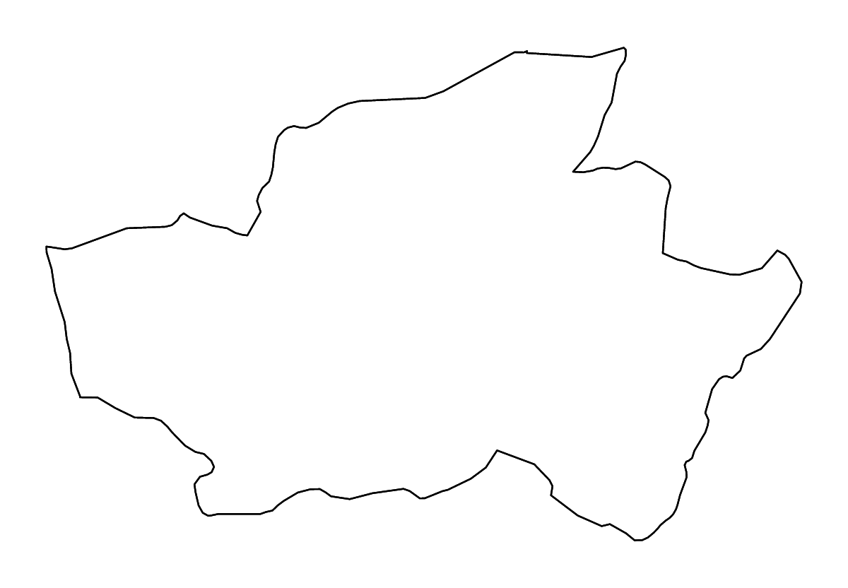 Mapa de contorno de Braga, Portugal con ríos.