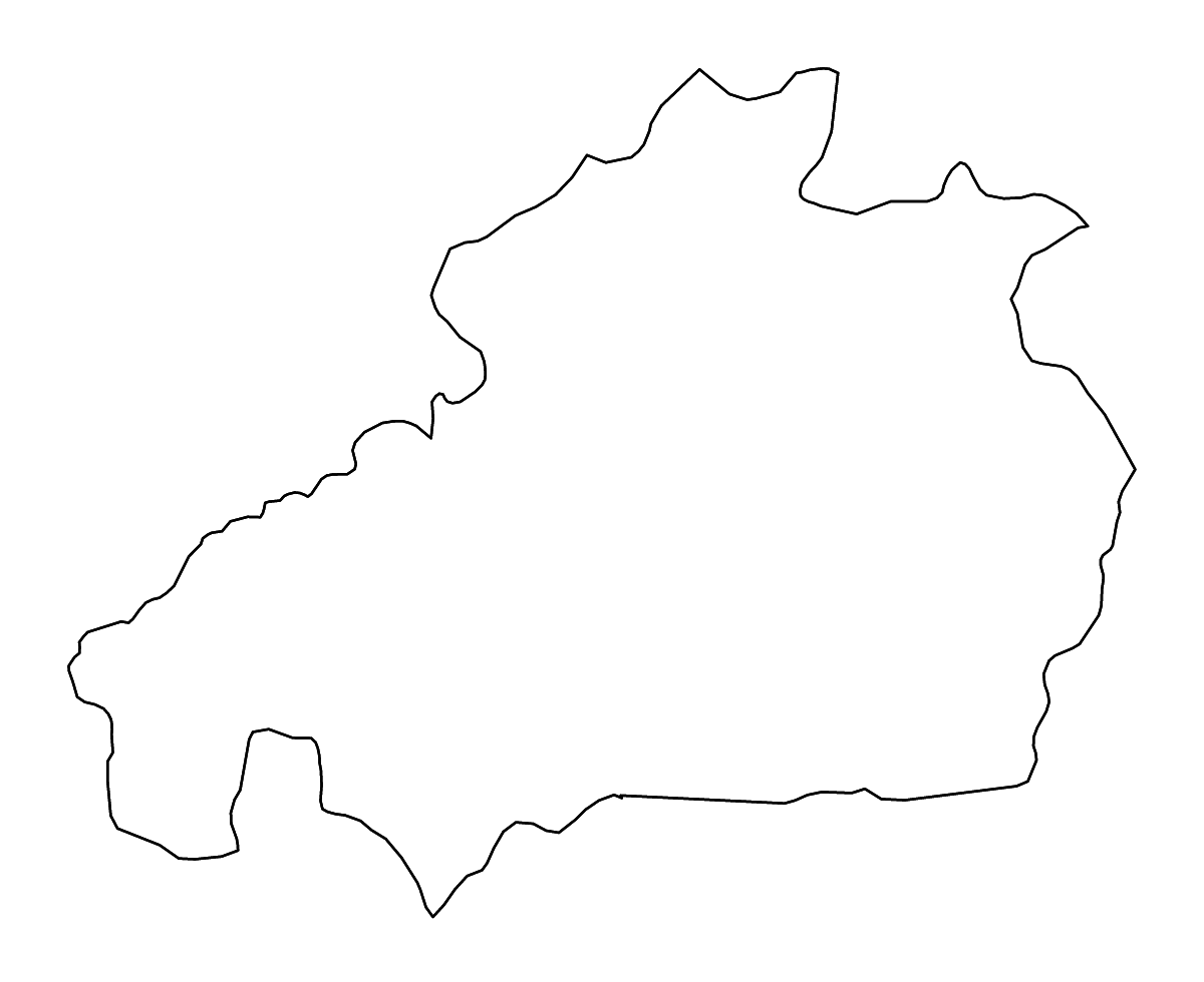Mapa de contorno de Castelo Branco, Portugal con ríos.