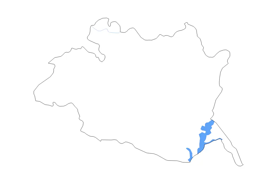 Mapa de Évora, Portugal de tipo contorno, lagos y ríos para Europa, con contorno, lagos y ríos con elementos de agua como Albufeira de Alqueva.