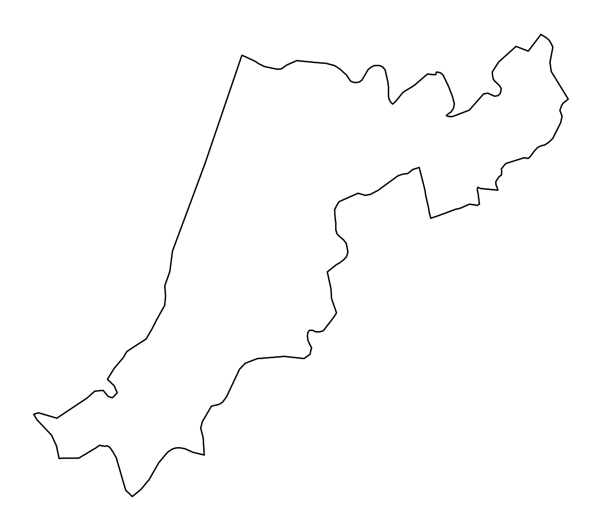 Carte de contour de Leiria, Portugal avec rivières.