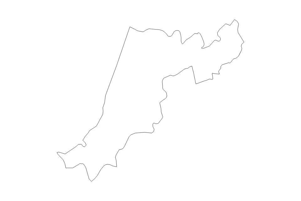 Outline map of Leiria District, Portugal with subdivision borders and rivers.