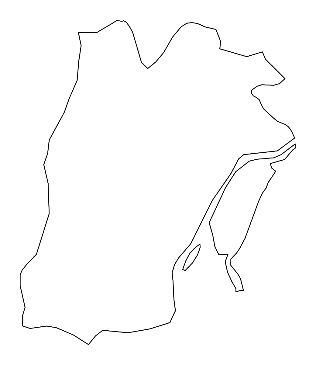 Mapa de contorno de Lisbon, Portugal con ríos.