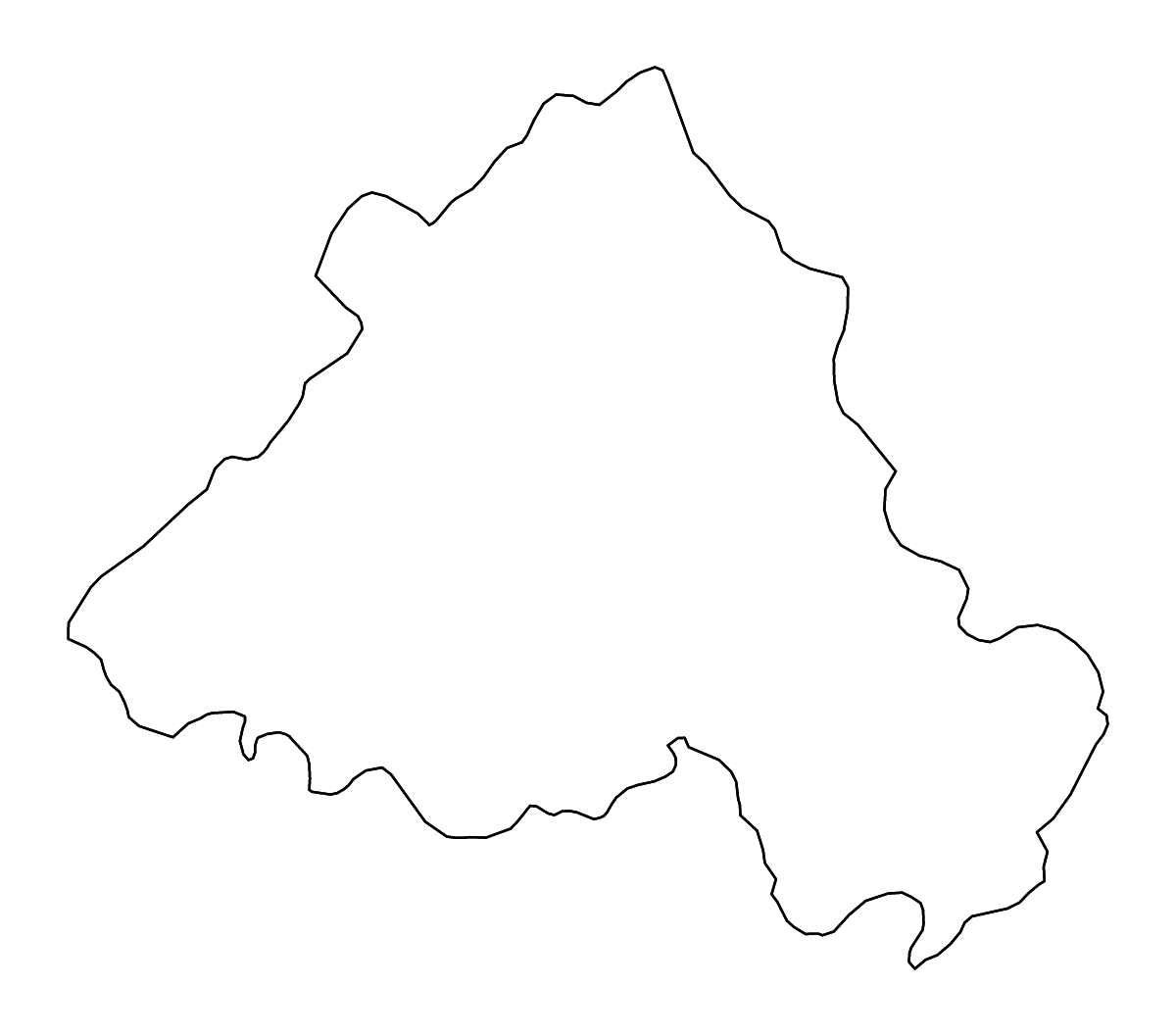 Mapa de contorno de Portalegre, Portugal con ríos.