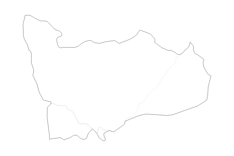 Outline map of Porto District, Portugal with subdivision borders and rivers.