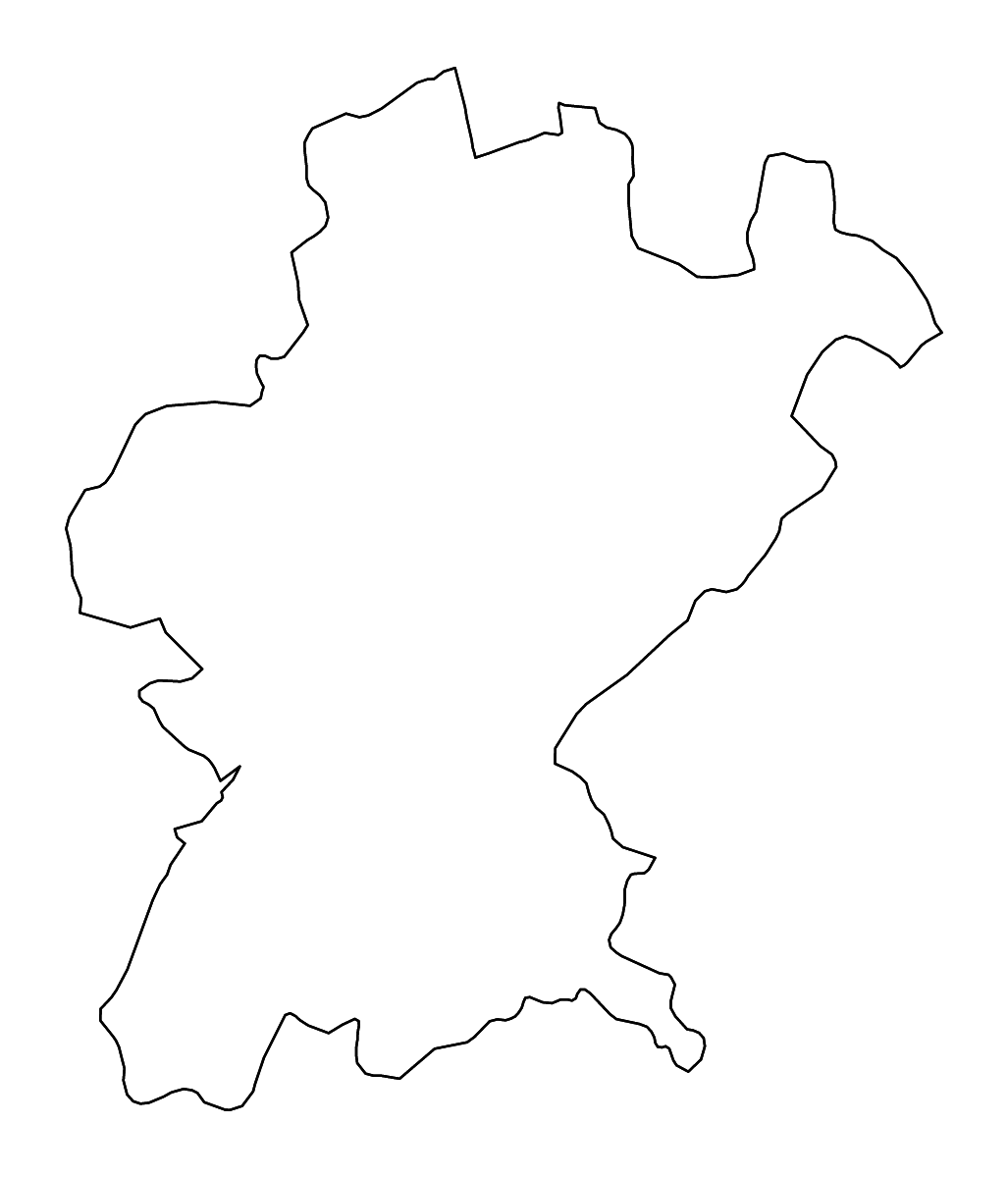 Outline map of Santarém District, Portugal with rivers.