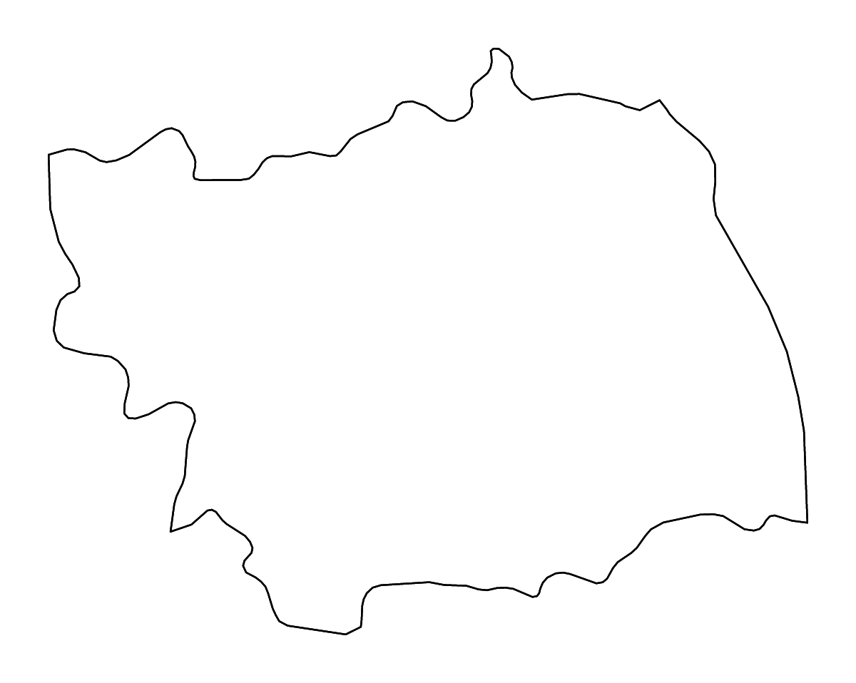 Outline map of Bacău County, Romania with rivers.
