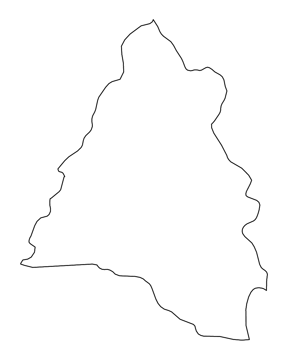 Outline map of Bihor County, Romania with rivers.