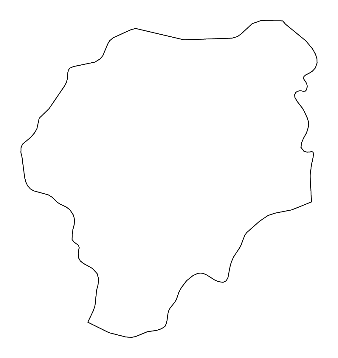 Outline map of Bistrița-Năsăud County, Romania with rivers.