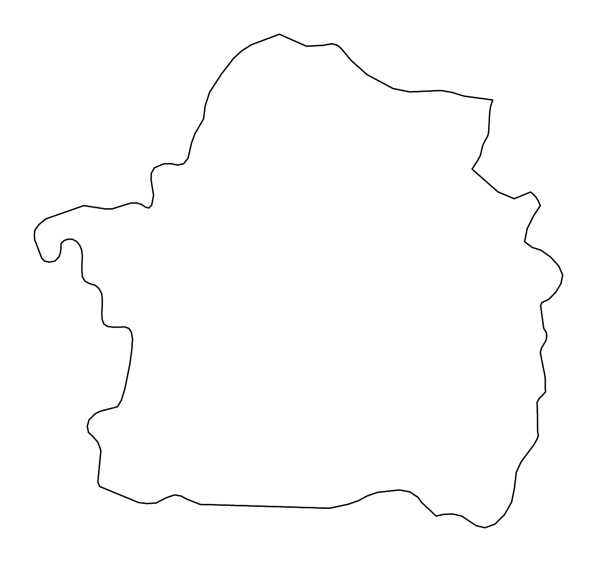 Outline map of Brăila County, Romania with rivers.