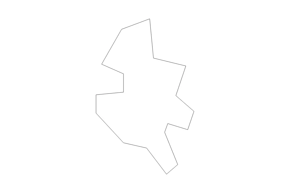 Outline map of Bucharest City, Romania with subdivision borders.