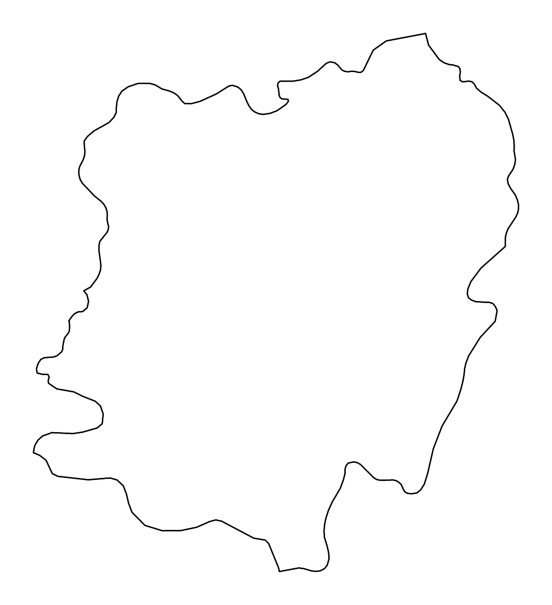 Mapa de contorno de Caraș-Severin, Romania con ríos.
