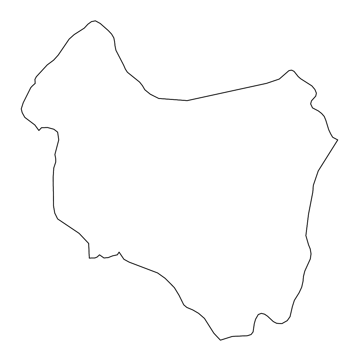Mapa de contorno de Covasna, Romania con ríos.