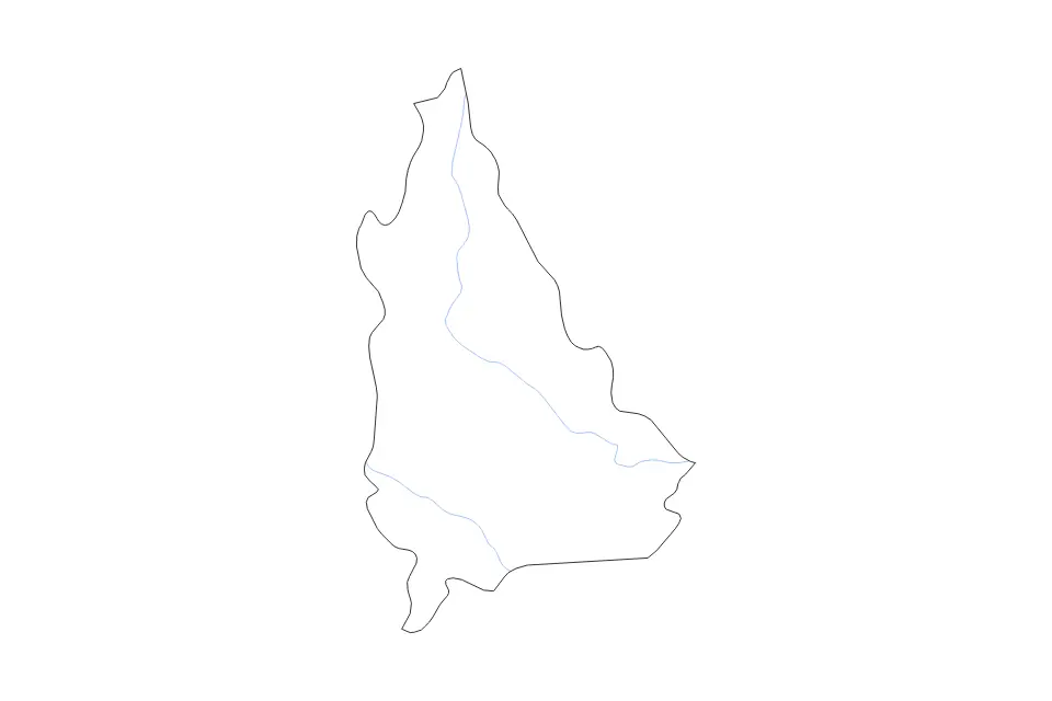 Mapa de Dâmbovița, Romania de tipo contorno y ríos para Europa, con contorno y ríos con límites limpios.