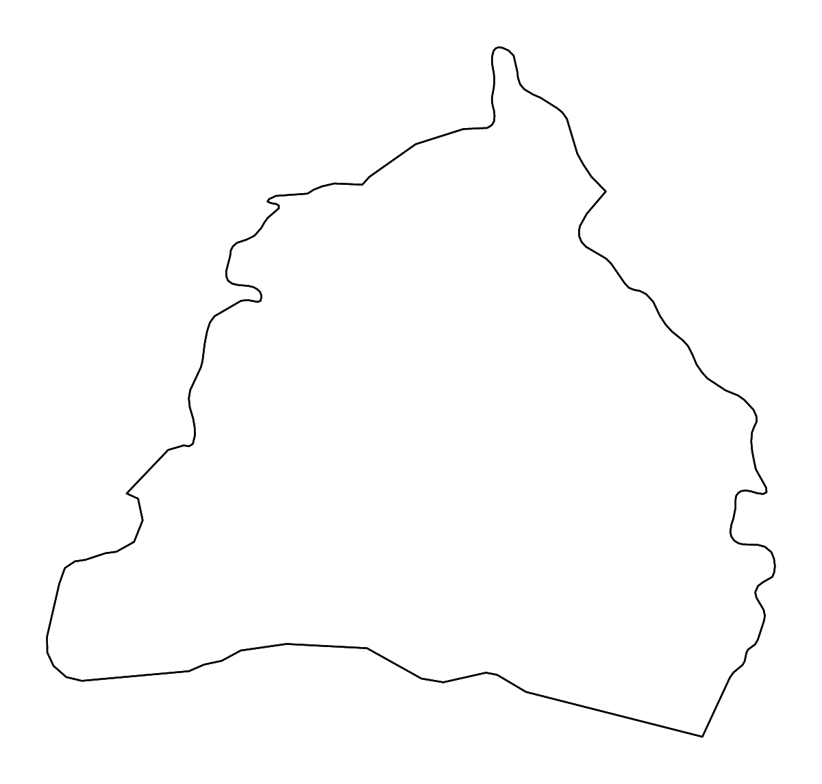 Mapa de contorno de Dolj, Romania con ríos.
