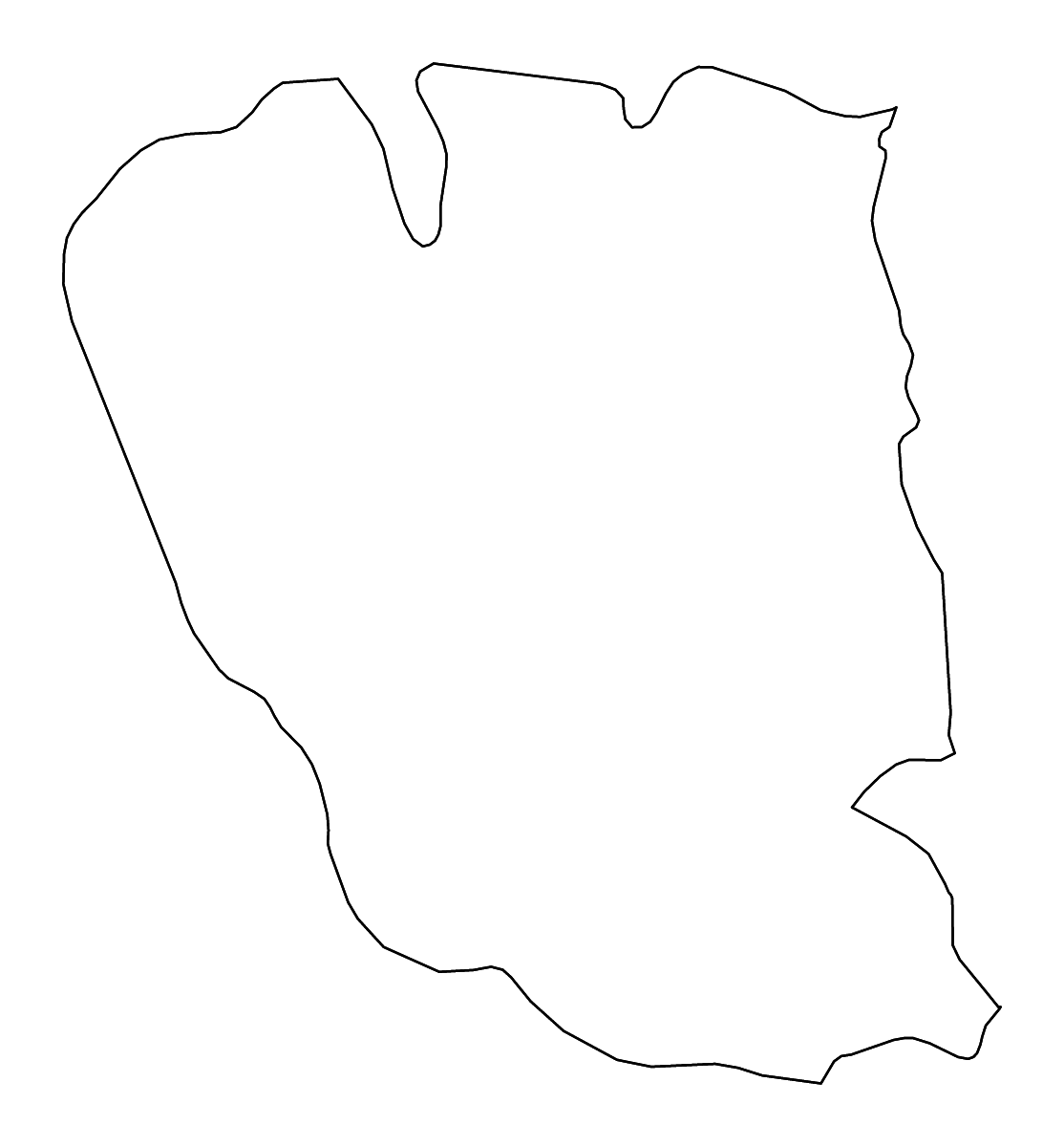 Outline map of Galați County, Romania with rivers.