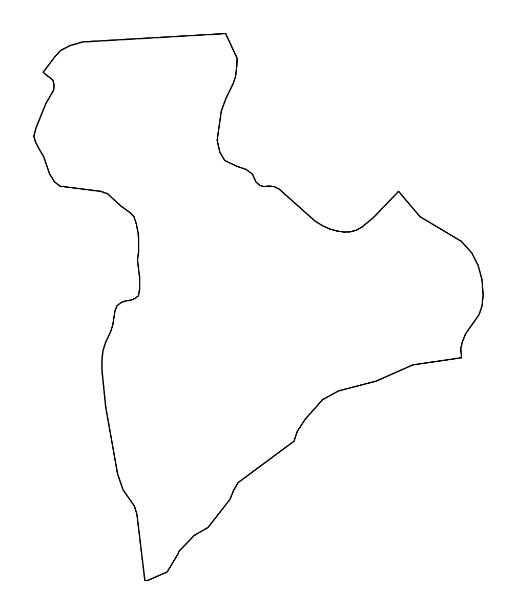 Outline map of Giurgiu County, Romania with rivers.
