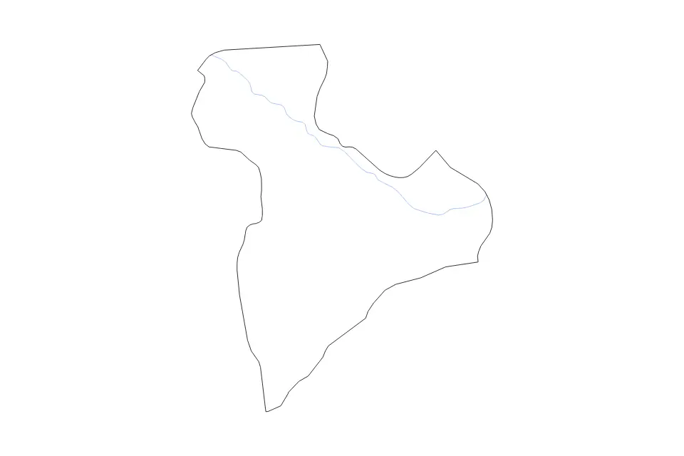 Outline map of Giurgiu County, Romania with subdivision borders and rivers.