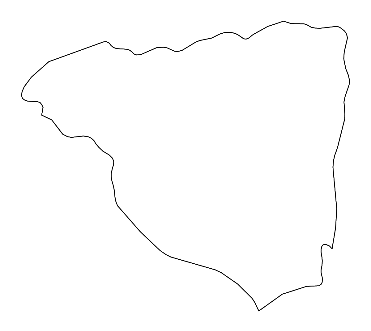 Outline map of Gorj County, Romania with rivers.