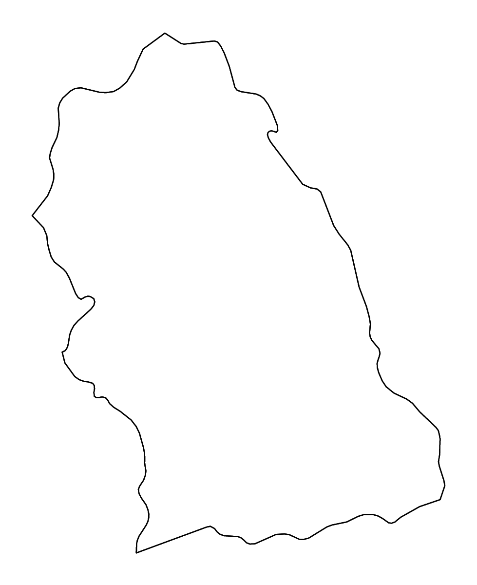 Outline map of Hunedoara County, Romania with rivers.
