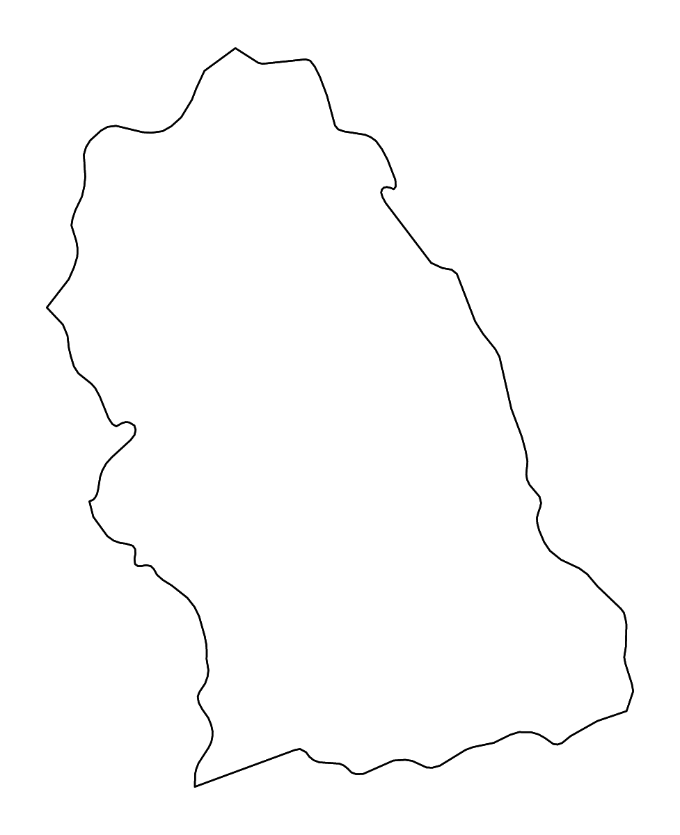 Outline map of Hunedoara County, Romania with rivers.